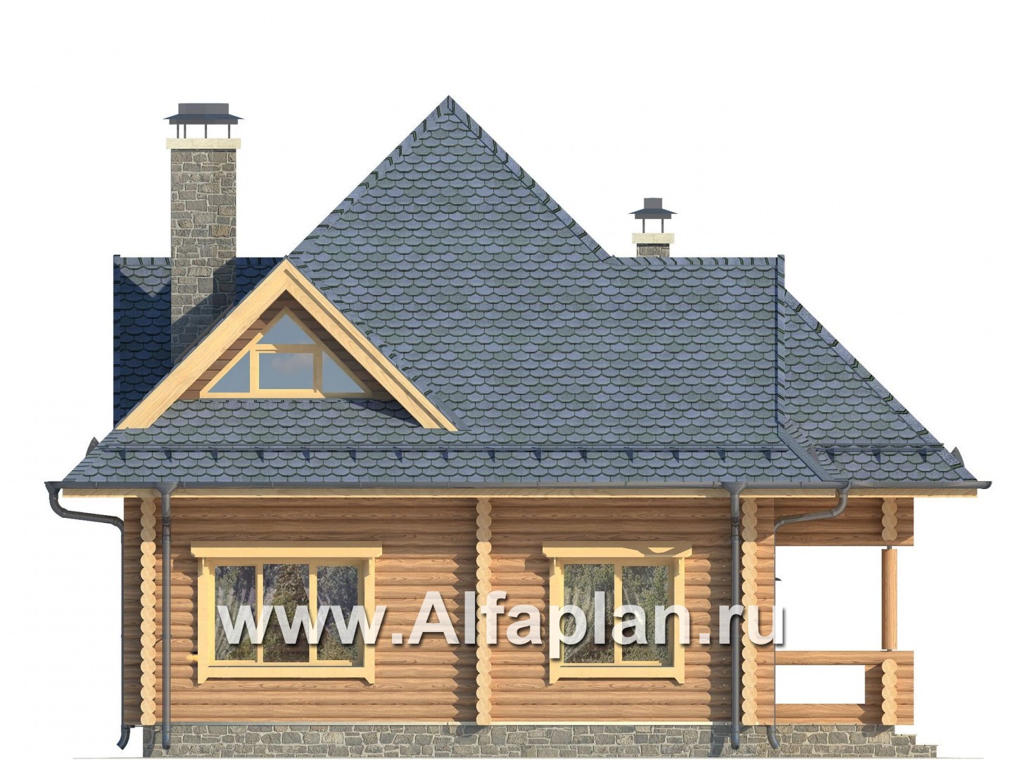 Проекты домов Альфаплан - Проект компактного деревянного дома - изображение фасада №2