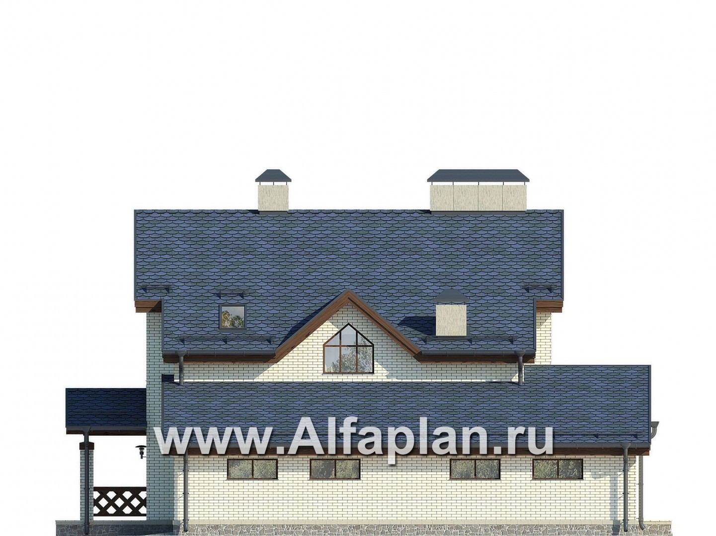 Проекты домов Альфаплан - Проект вместительного коттеджа с большим гаражом - изображение фасада №2
