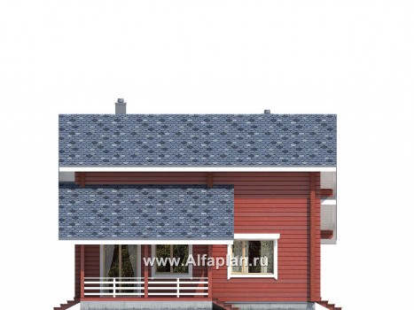 Проекты домов Альфаплан - Проект дома с простой двускатной кровлей и террасой - превью фасада №2