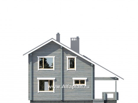 Проекты домов Альфаплан - Проект деревянного дома с простой двускатной кровлей - превью фасада №1