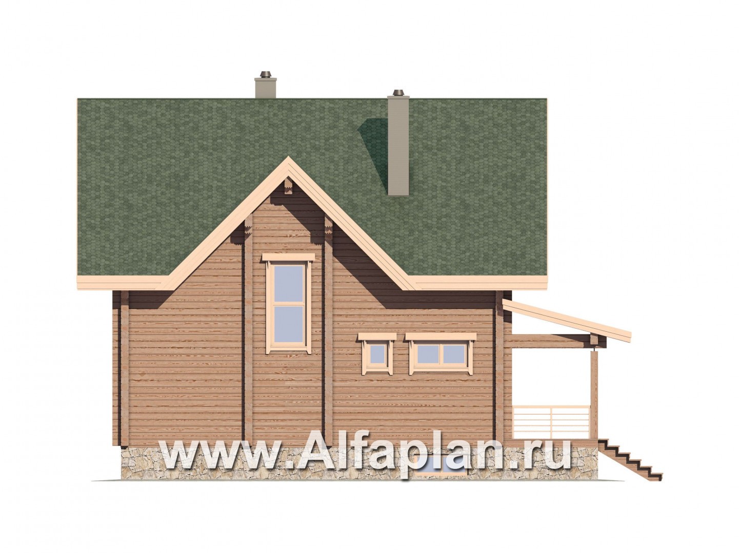 Проекты домов Альфаплан - Проект дома из бруса для загородного отдыха - изображение фасада №4
