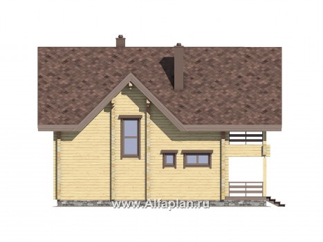 Проекты домов Альфаплан - Проект удобного деревянного дома с террасами - превью фасада №3