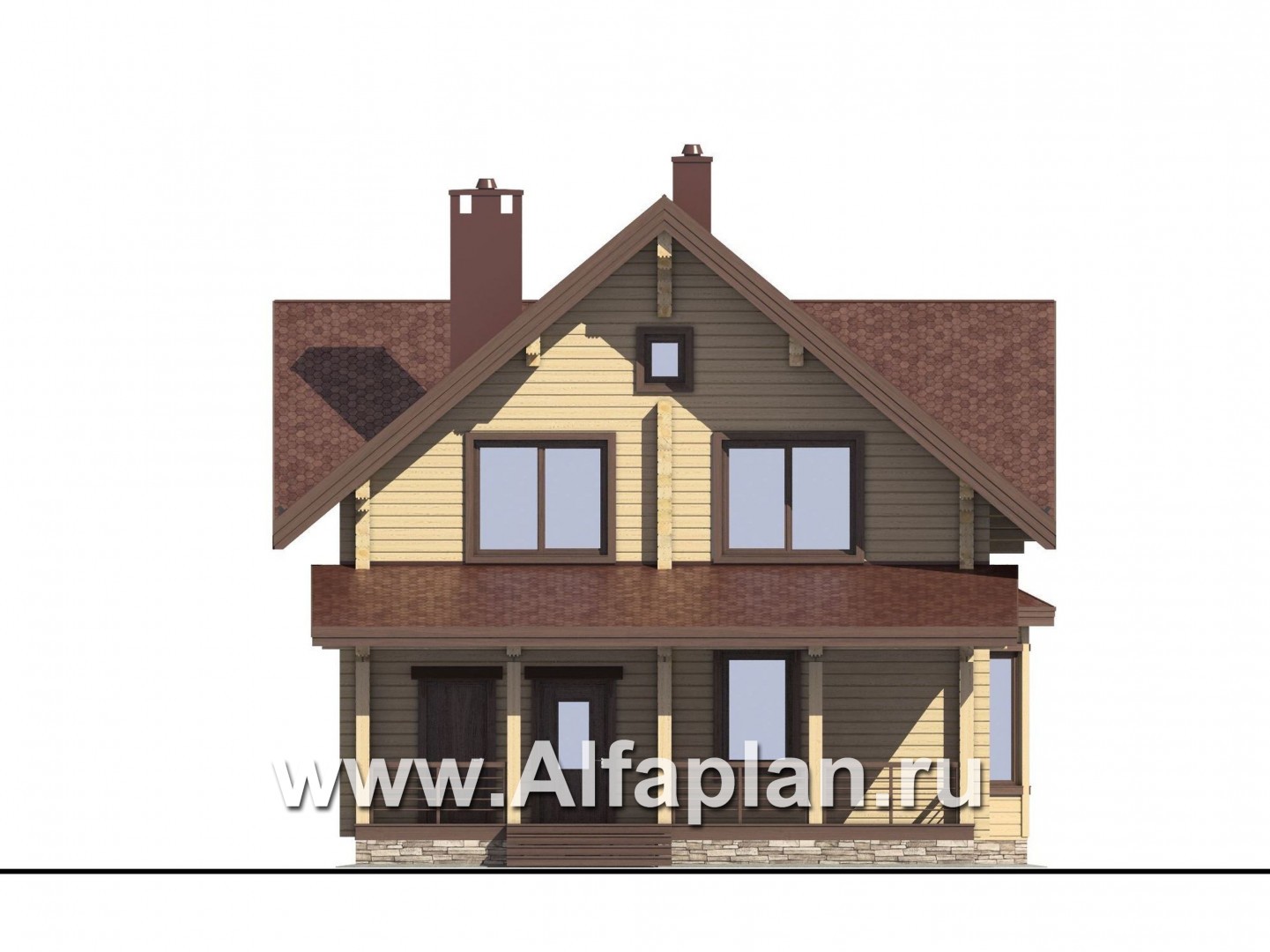 Проекты домов Альфаплан - Проект деревянного дома для комфортного отдыха - изображение фасада №1