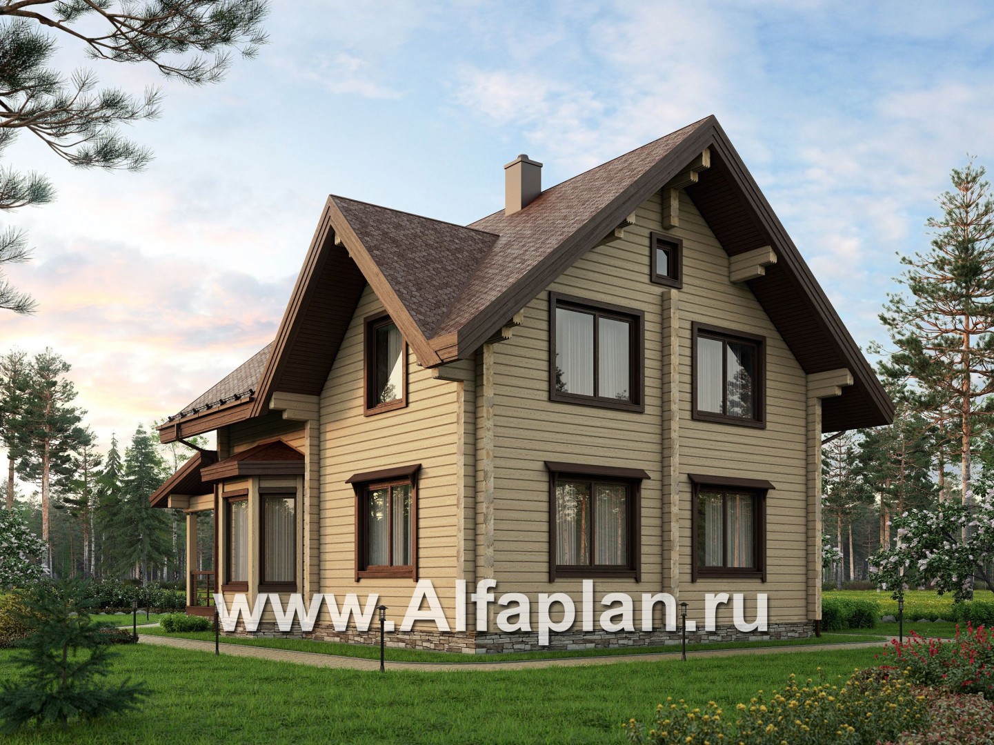 Проекты домов Альфаплан - Проект деревянного дома для комфортного отдыха - дополнительное изображение №1