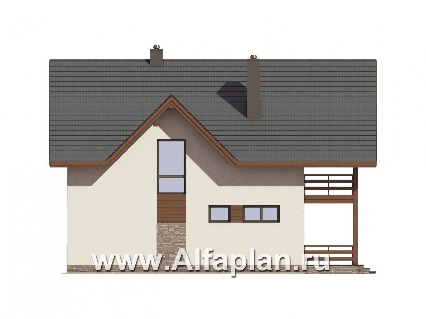 Проекты домов Альфаплан - Проект экономичного мансардного дома - изображение фасада №3