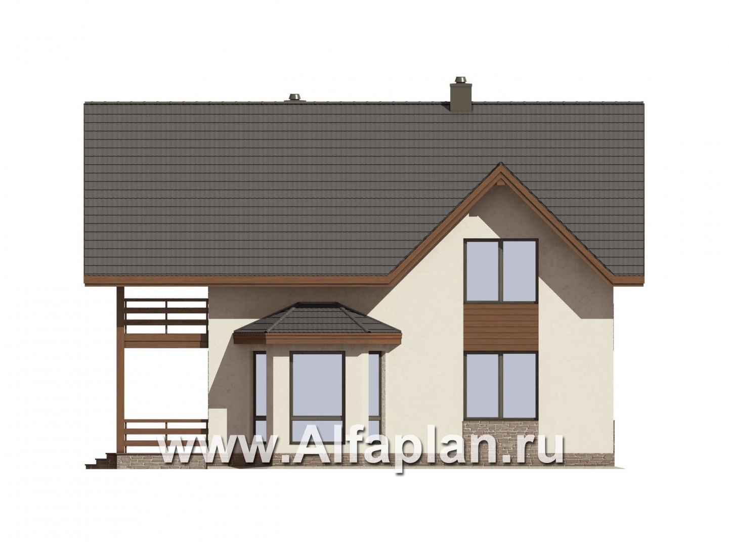 Проекты домов Альфаплан - Проект экономичного мансардного дома - изображение фасада №4