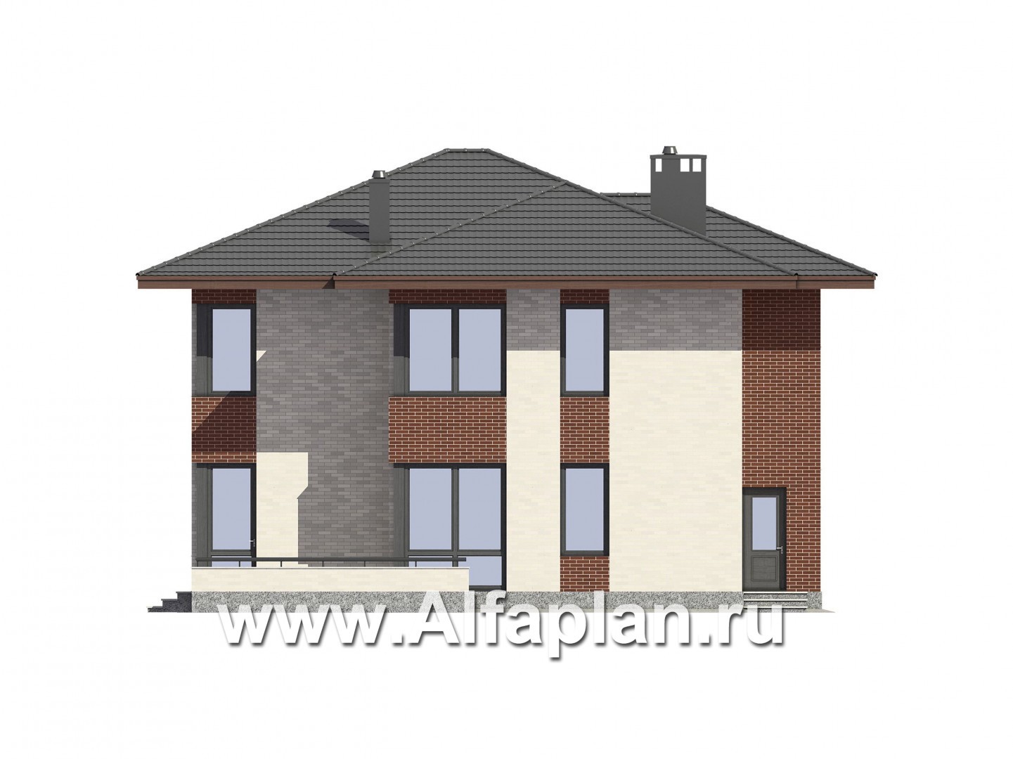 Проекты домов Альфаплан - Проект двухэтажного дома в современном стиле - изображение фасада №4