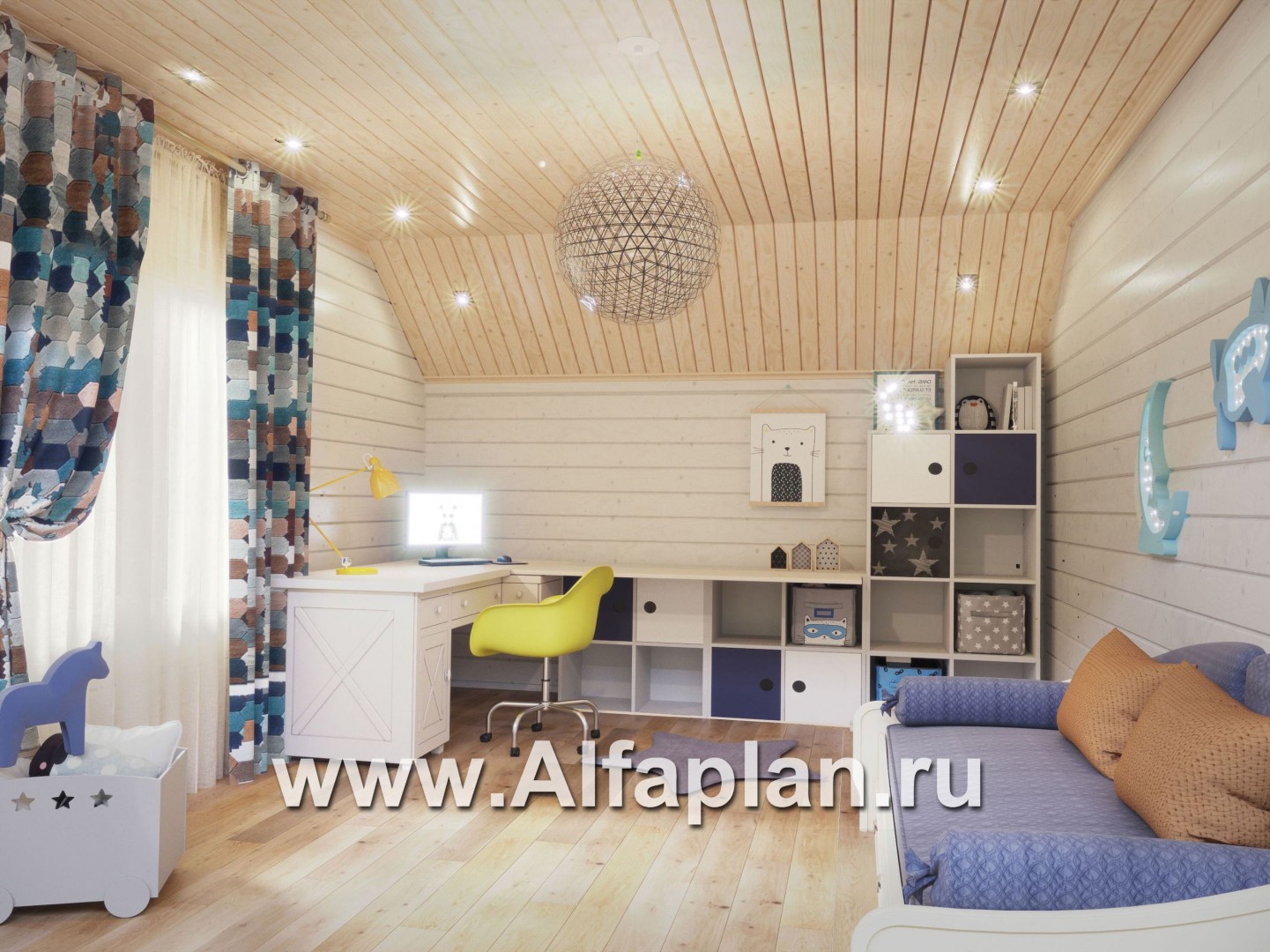 Проекты домов Альфаплан - Проект деревянного дома с гостевым блоком - дополнительное изображение №5