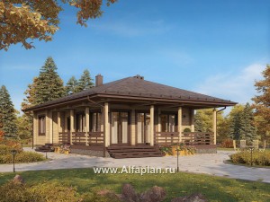 Проекты домов Альфаплан - Проект удобной дачи с большой террасой - превью основного изображения