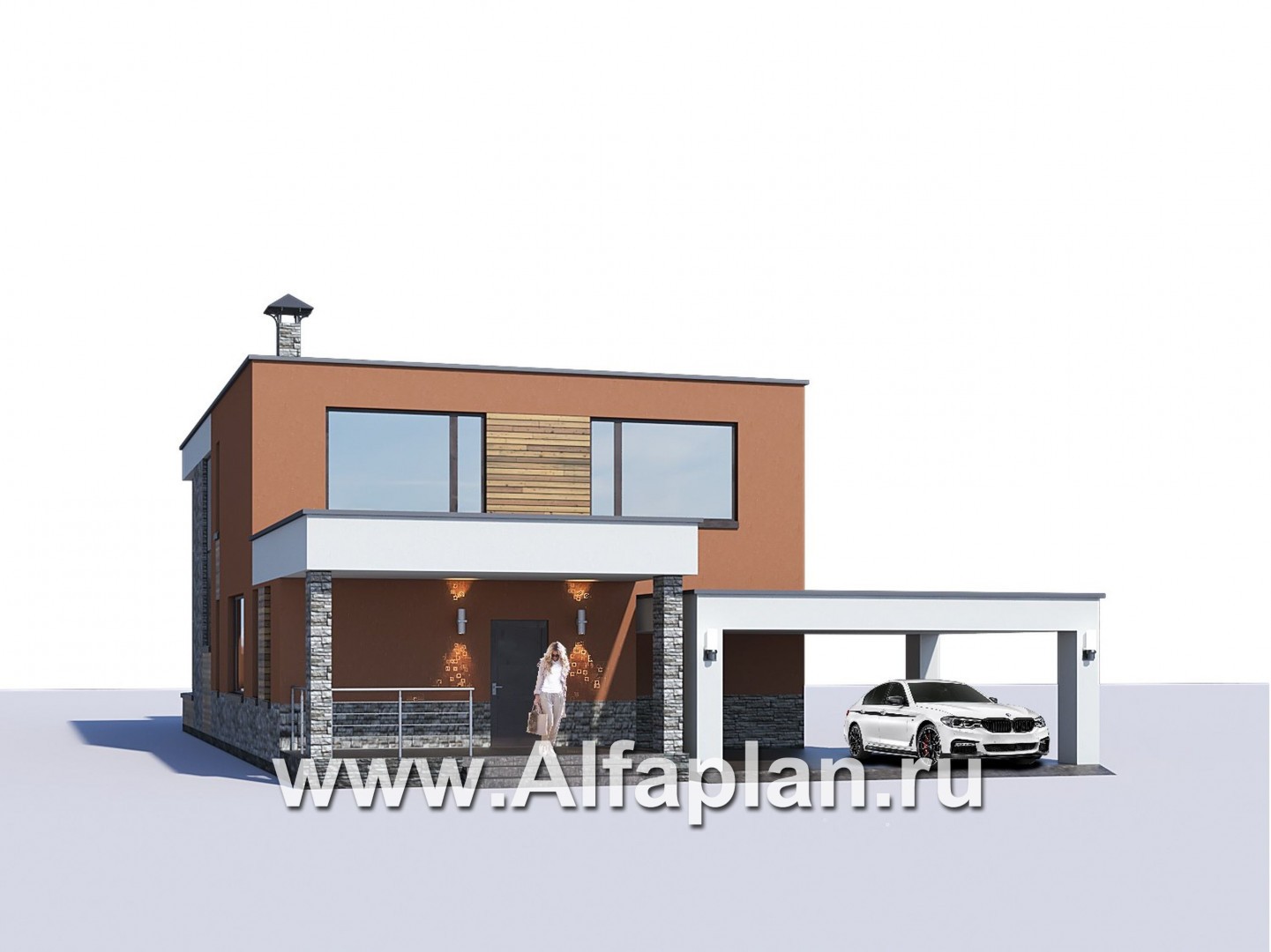 Проекты домов Альфаплан - «Бетельгейзе» - хай-тек вилла с плоской кровлей - дополнительное изображение №4