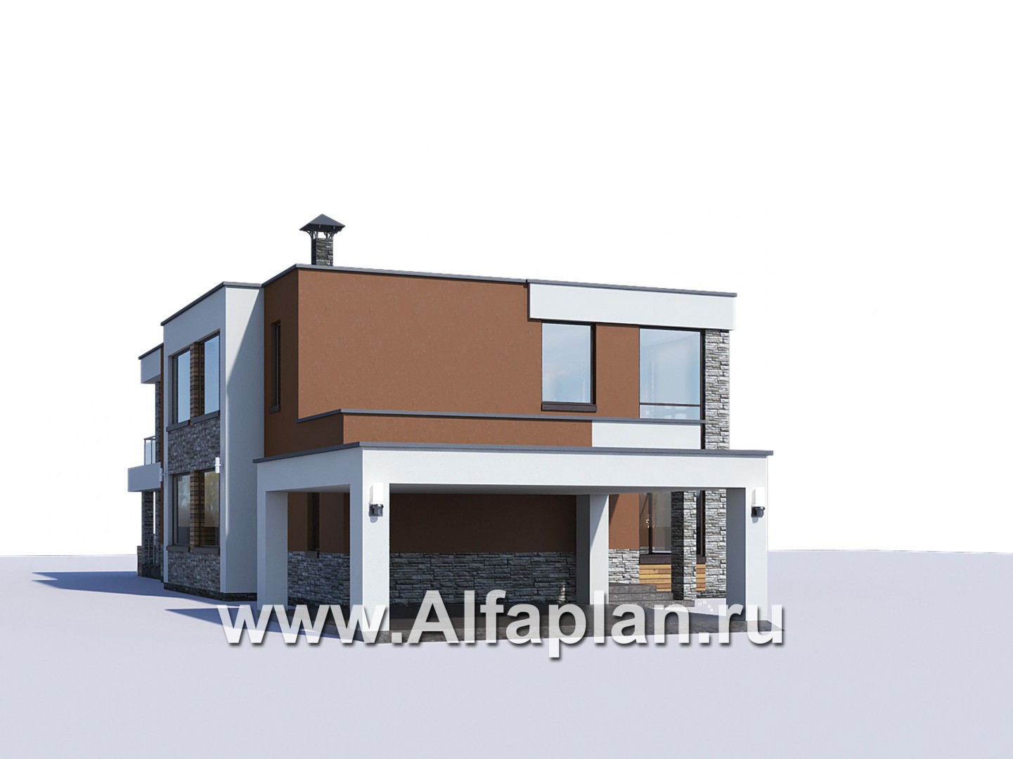 Проекты домов Альфаплан - «Бетельгейзе» - хай-тек вилла с плоской кровлей - дополнительное изображение №2