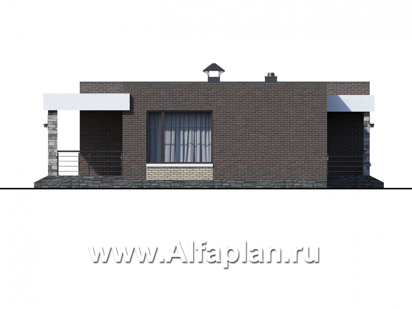 Проекты домов Альфаплан - «Бенуа» - стильный коттедж с плоской кровлей - изображение фасада №3