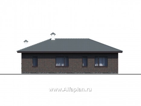 Проекты домов Альфаплан - "Соната" - проект компактного одноэтажного дома с тремя спальням - превью фасада №3