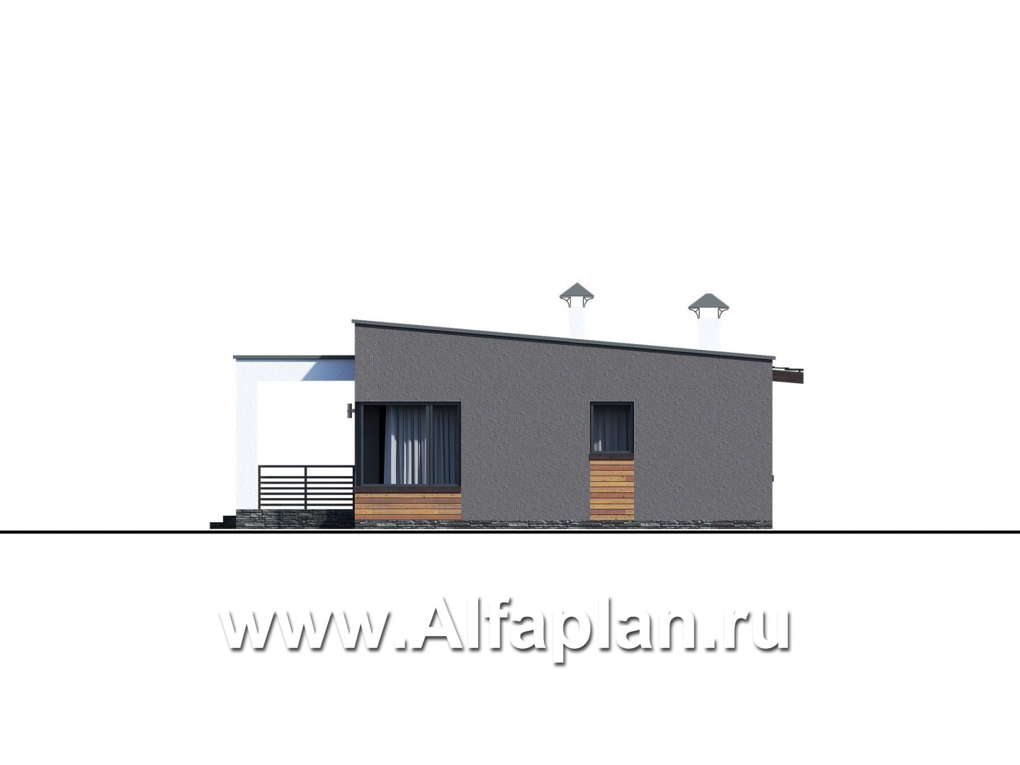 Проекты домов Альфаплан - "Соната" - проект одноэтажного дома с тремя спальнями - изображение фасада №4