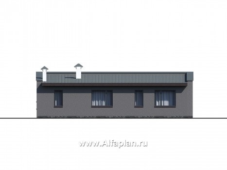 Проекты домов Альфаплан - "Соната" - проект одноэтажного дома с тремя спальнями - превью фасада №3