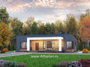 Проекты домов Альфаплан - "Соната" - проект одноэтажного дома с тремя спальнями - превью основного изображения