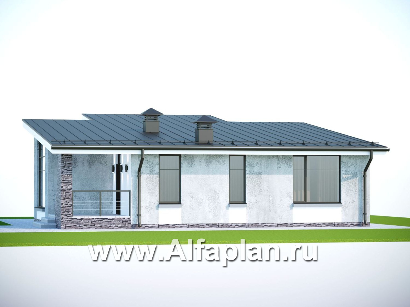 Проекты домов Альфаплан - «Корица» - проект дома с односкатной крышей, с двумя спальнями - дополнительное изображение №3