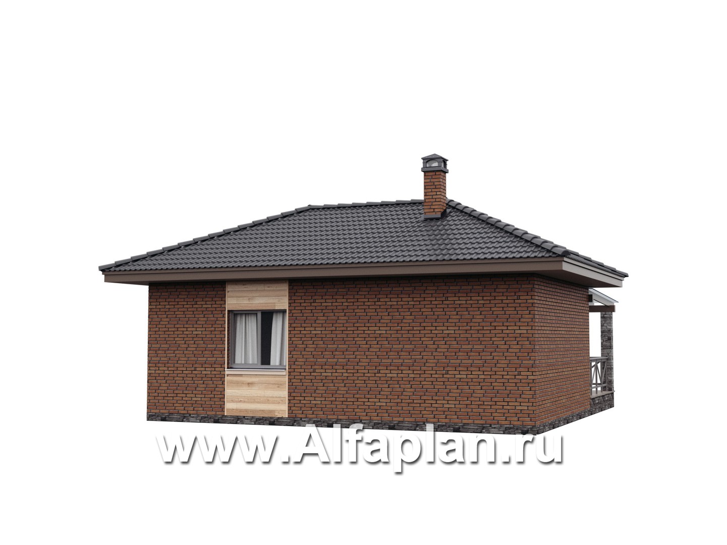 Проект гостевого дома с одной спальней или с сауной, с террасой - дизайн дома №4