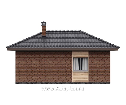 Проект гостевого дома с одной спальней или с сауной, с террасой - превью фасада дома