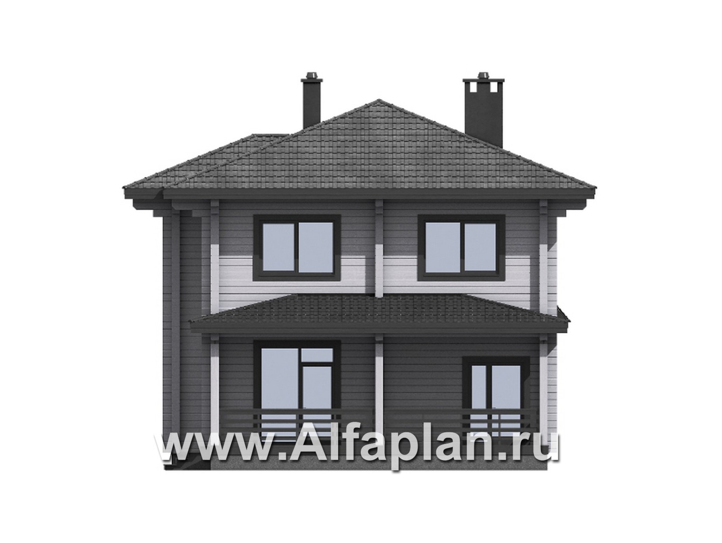 Проекты домов Альфаплан - Проект двухэтажного дома из клееного бруса - изображение фасада №2