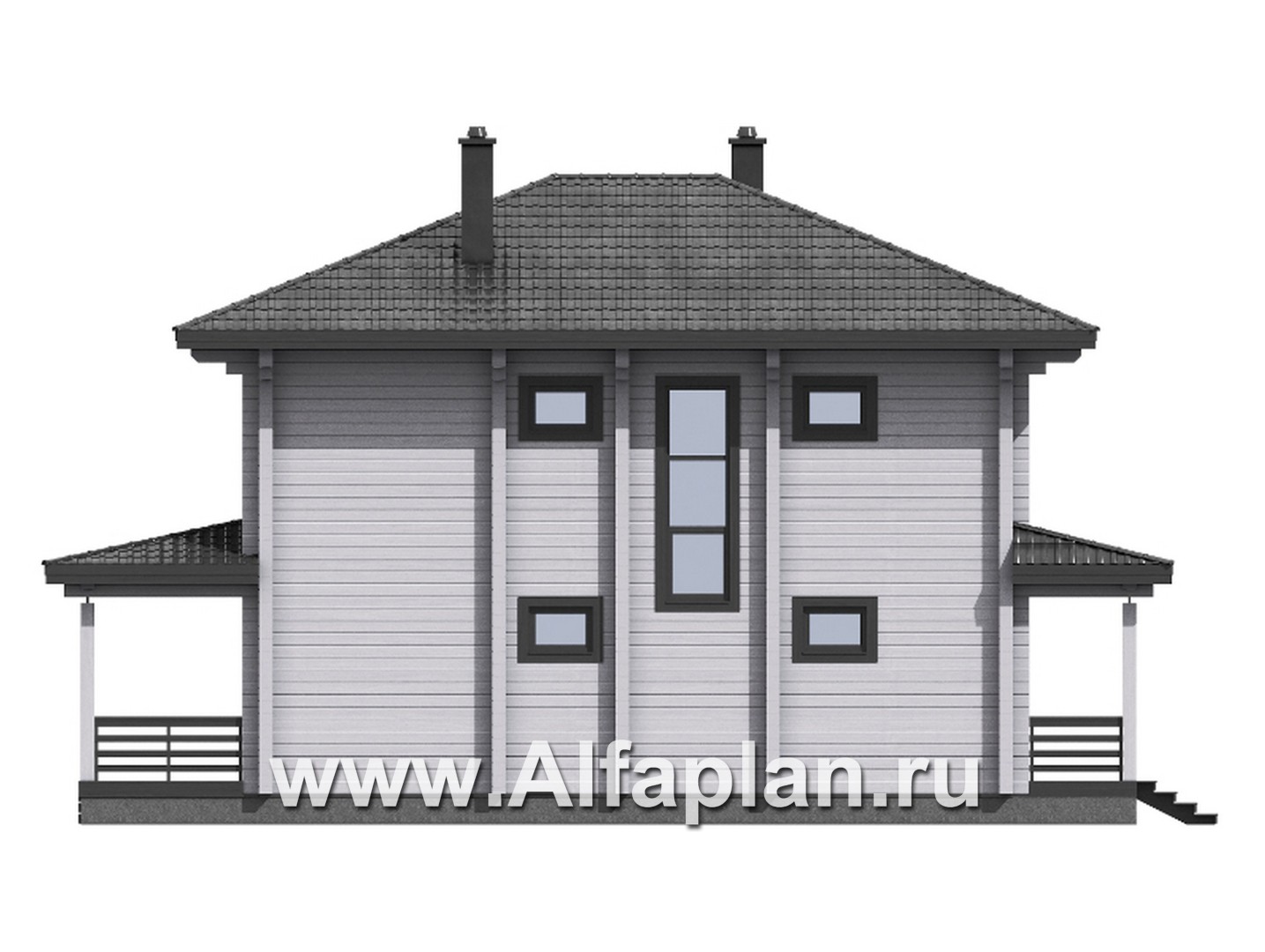 Проекты домов Альфаплан - Проект двухэтажного дома из клееного бруса - изображение фасада №4