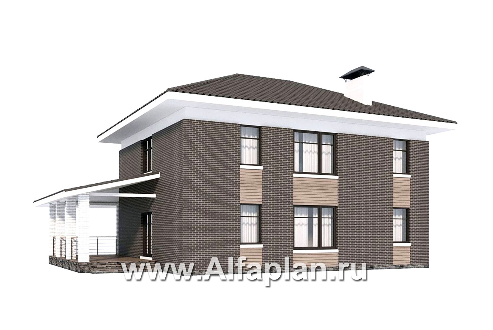 Проекты домов Альфаплан - "Вермеер" - проект двухэтажного дома с лестницей в гостиной - дополнительное изображение №5
