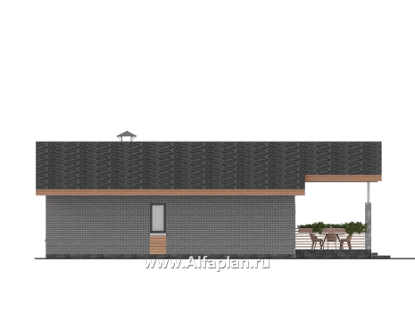 Проекты домов Альфаплан - "Форест" - проект одноэтажного дома с большой террасой - превью фасада №3