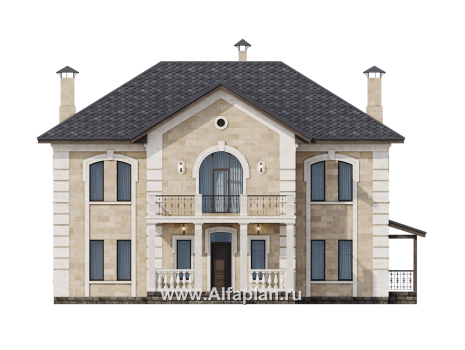 «Тиволи» - проект двухэтажного дома, в классическом стиле, с террасой - превью фасада дома