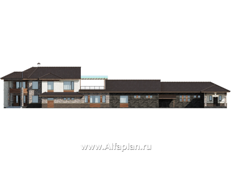 Проекты домов Альфаплан - "Шахерезада" - семейная вилла с бассейном и гаражом - превью фасада №2