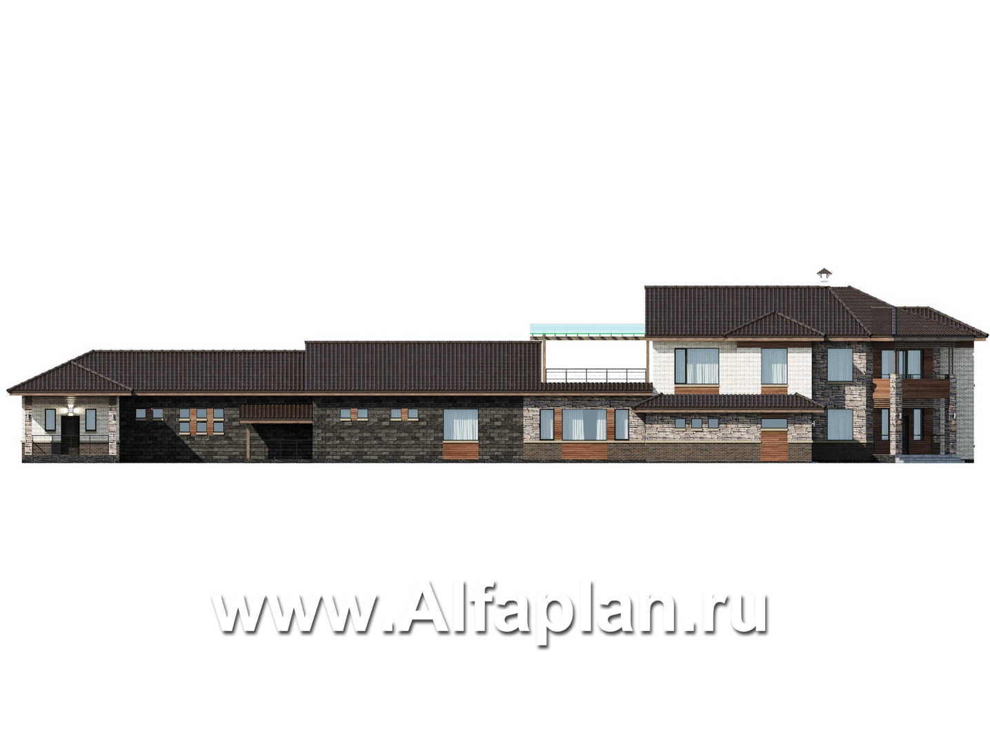 Проекты домов Альфаплан - "Шахерезада" - семейная вилла с бассейном и гаражом - изображение фасада №3