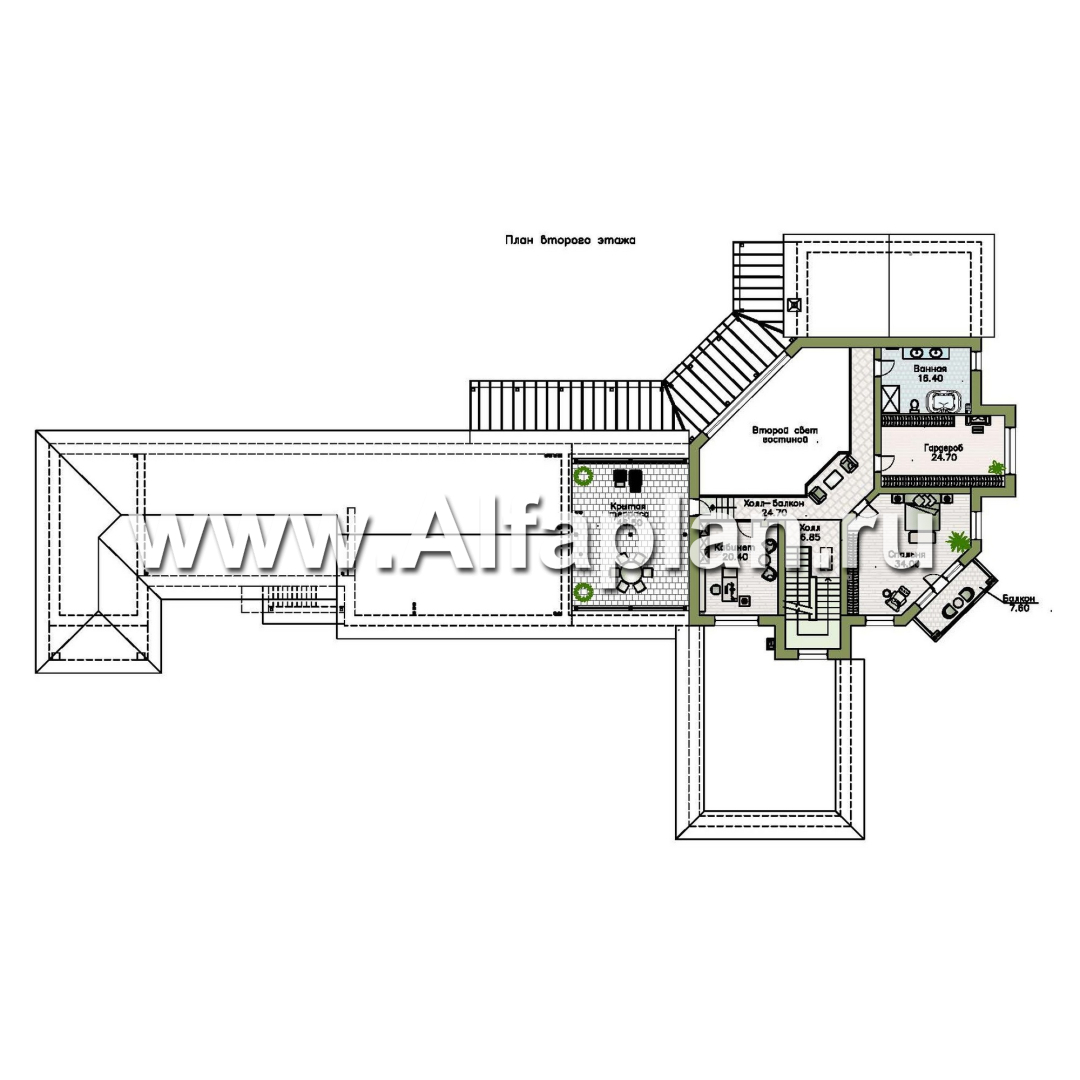 Проекты домов Альфаплан - "Шахерезада" - семейная вилла с бассейном и гаражом - план проекта №3
