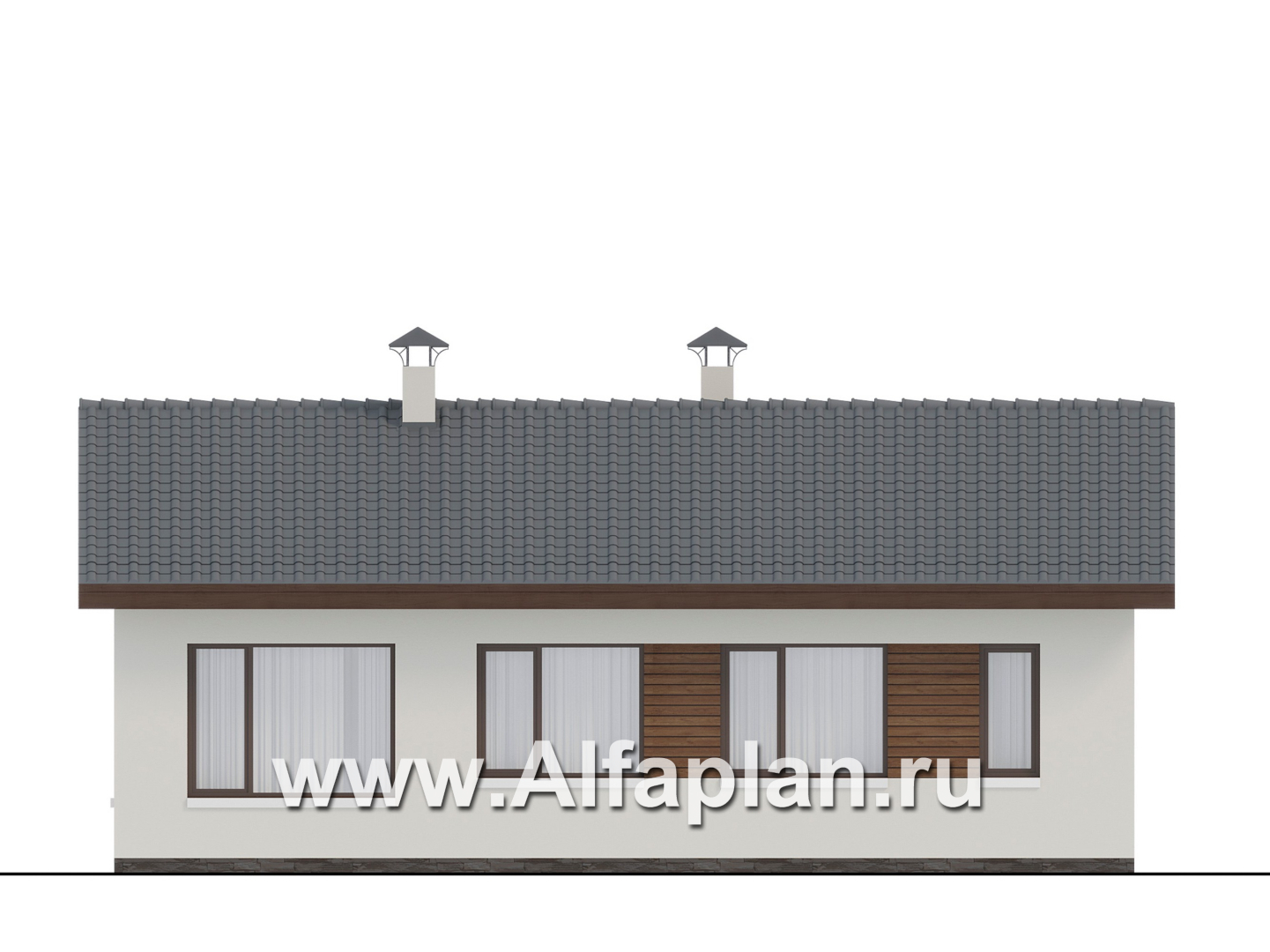 Проекты домов Альфаплан - "Пикколо" - экономичный одноэтажный коттедж из гзобетонных блоков - изображение фасада №4