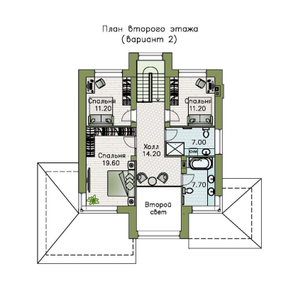 Проекты домов Альфаплан - "Монтана" - проект двухэтажного дома из кирпичей в стиле прерий (Райта) - изображение плана проекта №1