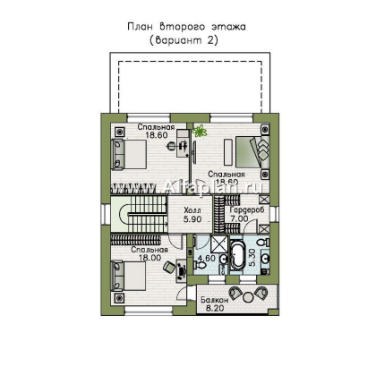 Проекты домов Альфаплан - "Вуокса" - современный двухэтажный коттедж - превью плана проекта №4