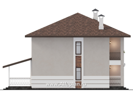 «Ладога» - проект двухэтажного дома из газобетона, с террасой, отличная планировка - превью фасада дома