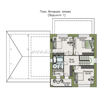 Проекты домов Альфаплан - "Вуокса" - современный двухэтажный коттедж, штукатурные фасады, с гаражом - превью плана проекта №3
