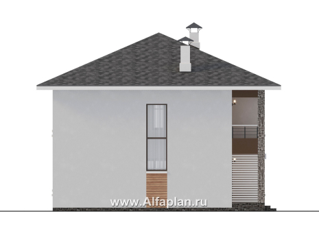 «Ильмень» - современный проект двухэтажного дома из кирпичей, с террасой на боковом фасаде - превью фасада дома