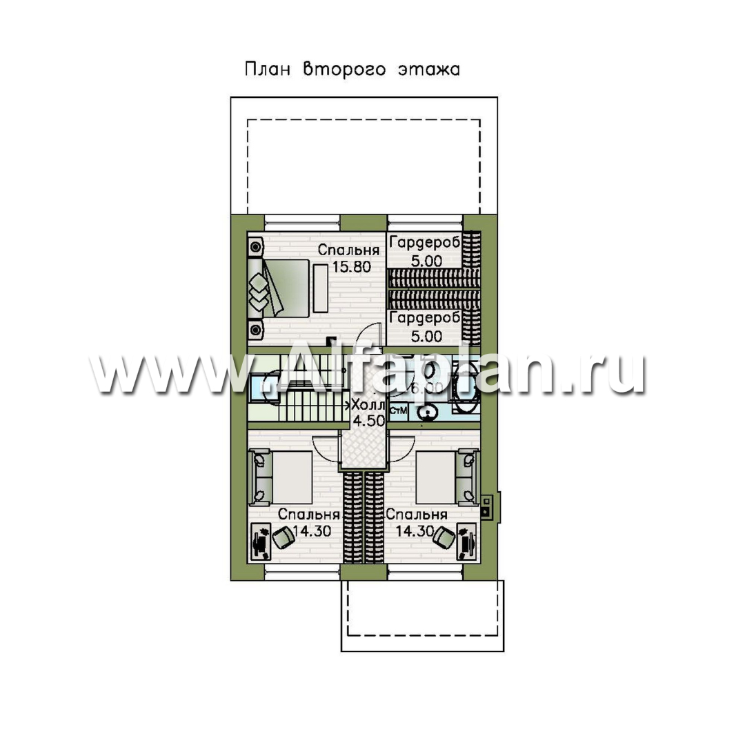 «Генезис» - проект дома с мансардой, с террасой в современном стиле - план дома