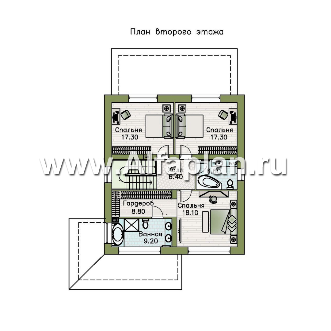 «Чистая линия» - проект дома, 2 этажа, мастер спальня, с террасой, кладовая на входе, в современном стиле - план дома