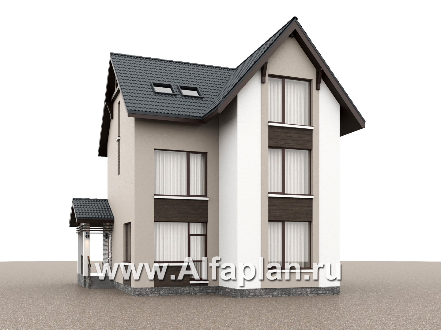 «Темная долина» - проект двухэтажного дома, с мансардой - дизайн дома №2