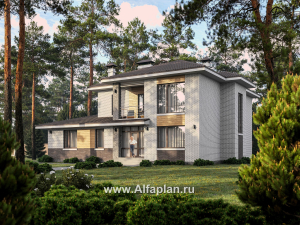 «Формула успеха» - проект двухэтажного дома из газобетона, в скандинавском стиле, удобный план дома с сауной