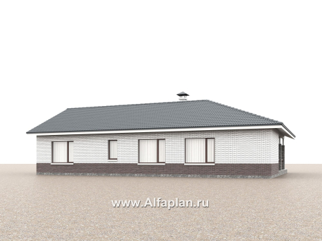 «Рубикон» - проект одноэтажного дома из кирпича, с панорамным эркером и с просторной террасой, в современном стиле - превью дополнительного изображения №2