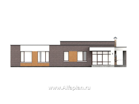 «Финансист» - проект одноэтажного дома, планировка мастер спальня, с сауной и с террасой - превью фасада дома