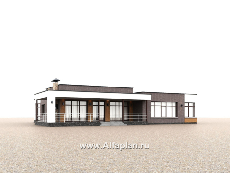 «Финансист» - проект одноэтажного дома, планировка мастер спальня, с сауной и с террасой - превью дополнительного изображения №1