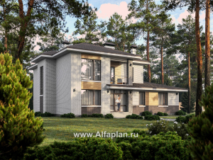 «Формула успеха» - проект двухэтажного дома из газобетона, в скандинавском стиле, удобный план дома с сауной