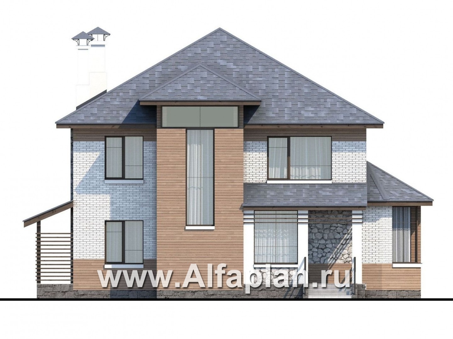 Проекты домов Альфаплан - «Агент 007» - современный компактный коттедж - изображение фасада №1