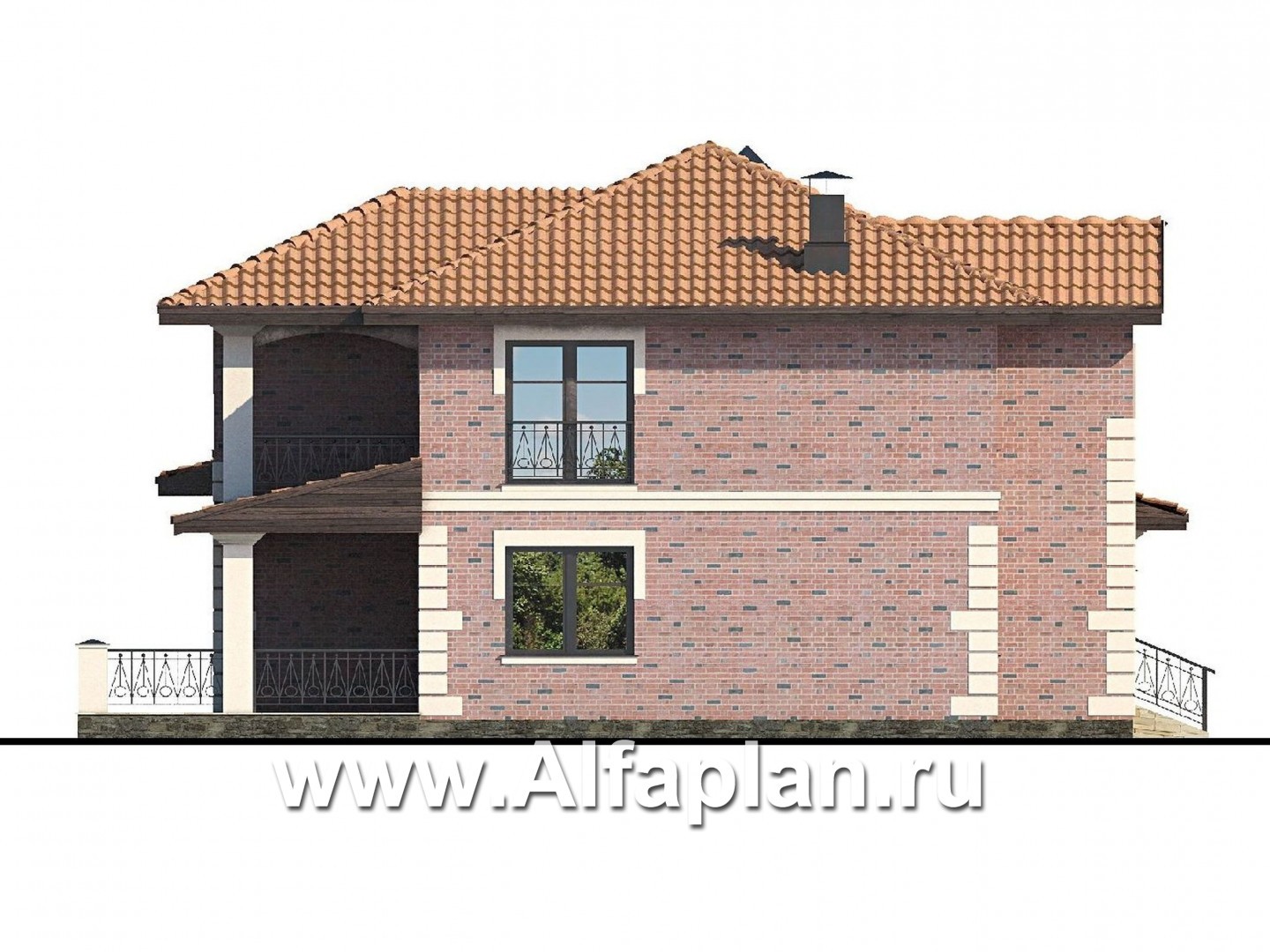 Проекты домов Альфаплан - «Фортуна» - коттедж с удобной планировкой - изображение фасада №2
