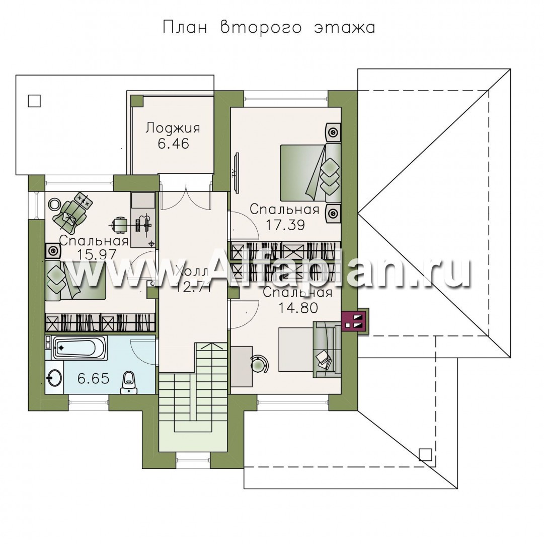 Проекты домов Альфаплан - «Фортуна» - коттедж с удобной планировкой - план проекта №2