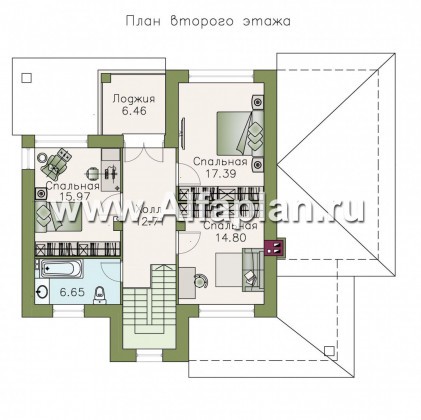 Проекты домов Альфаплан - «Фортуна» - коттедж с удобной планировкой - превью плана проекта №2