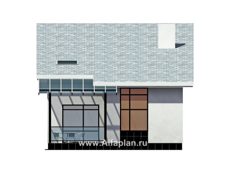 Проекты домов Альфаплан - Кирпичный дом эконом-класса с односкатной кровлей - превью фасада №3